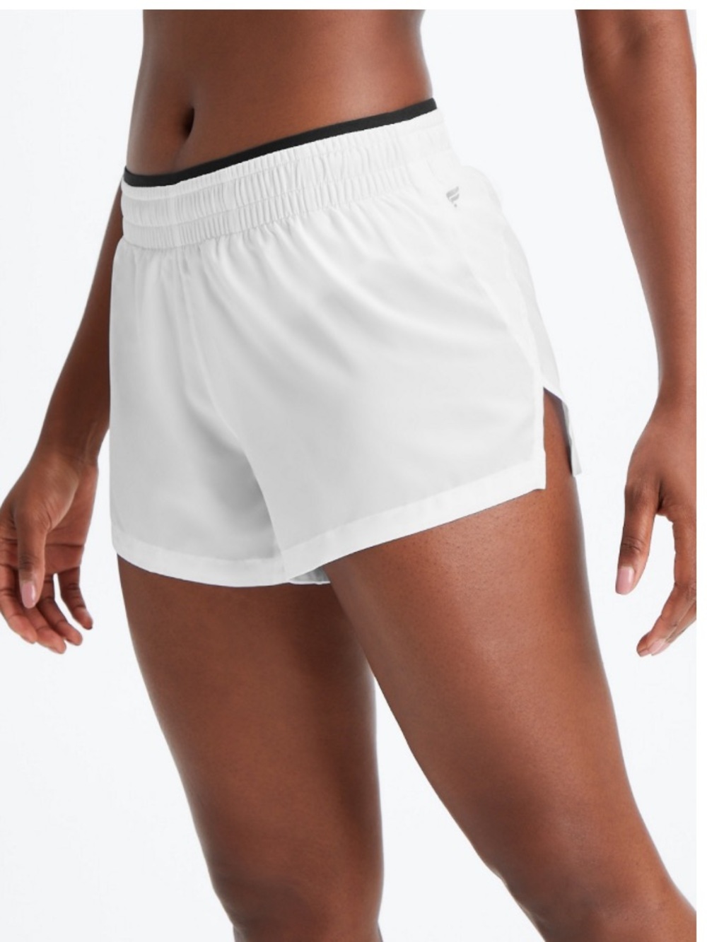Fabletics Breathe Mid-rise Run Short White Black Reflective Silver